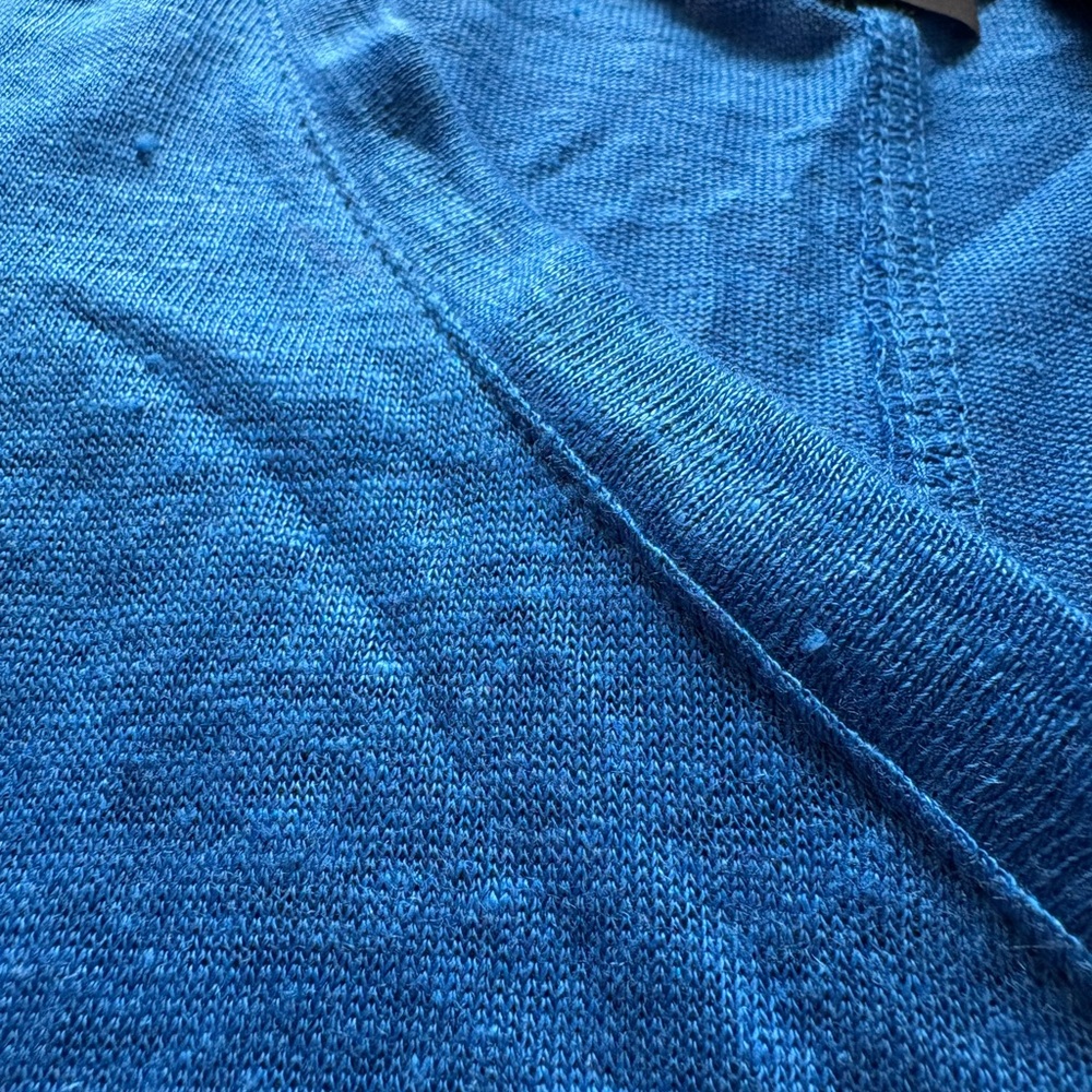 Tahari 100% Linen Top Women's 3X Blue V Neck Short Sleeve Plus Size - Picture 6 of 6